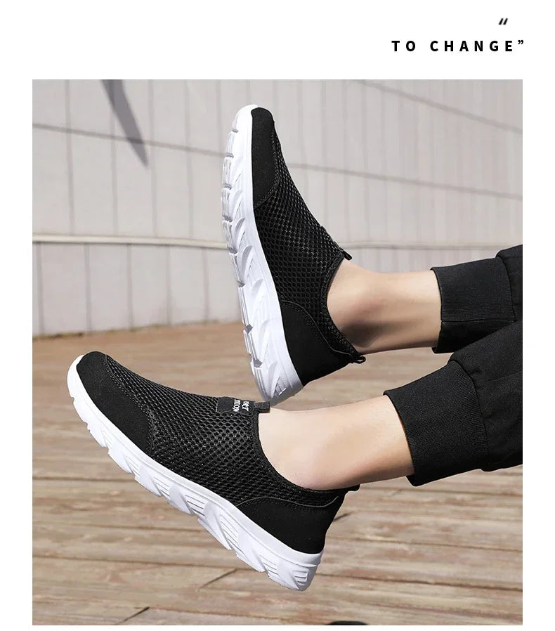 YRZL Sneakers Men Summer Casual Shoes Men Mesh Breathable Outdoor Non Slip Sports Shoes Slip on Loafers for Men Pius Size 38-46