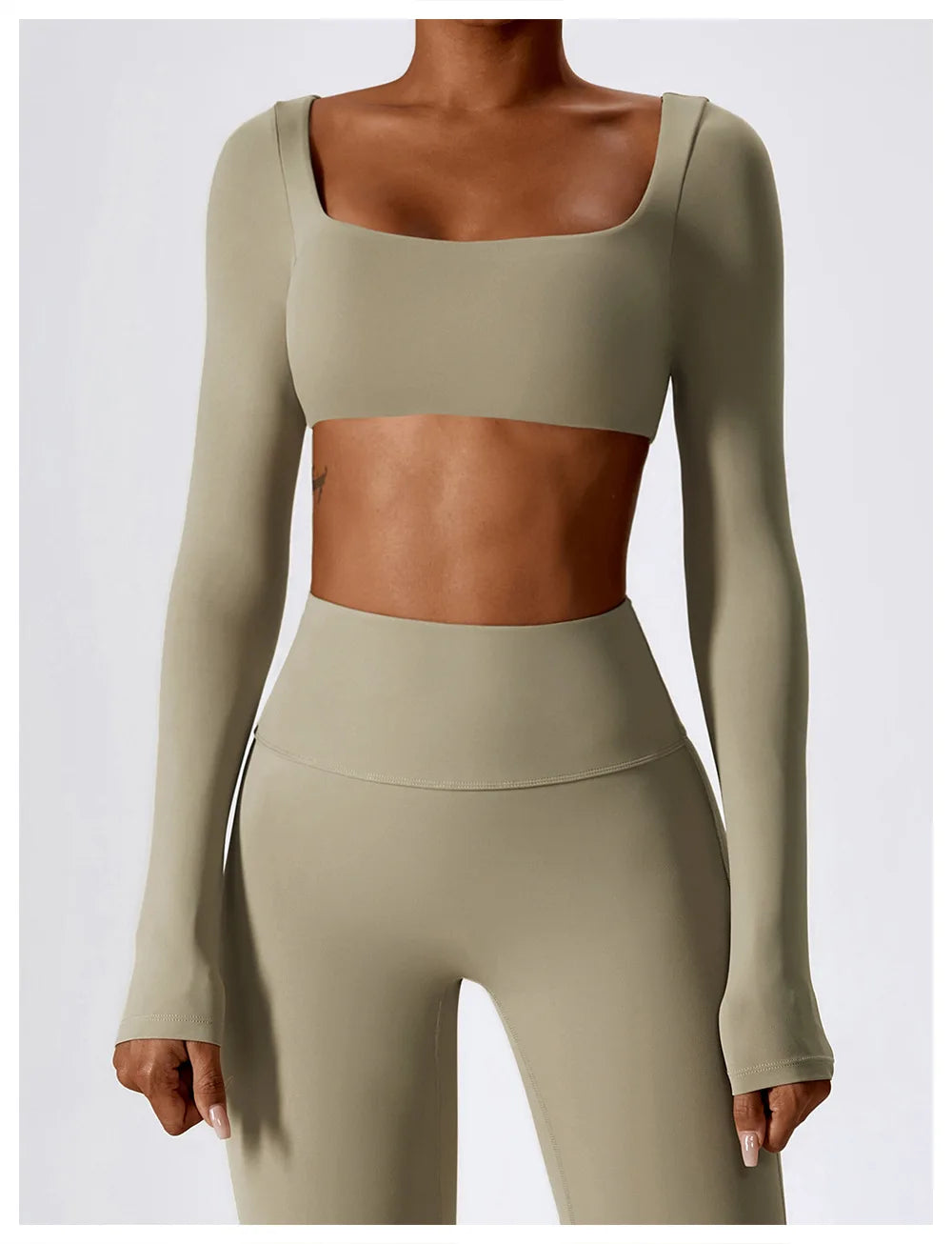 Women Workout Crop T Shirt Top Quick Dry Padded Sports Long Sleeve Gym Crop Tops Fitness Running Push Up Yoga Top