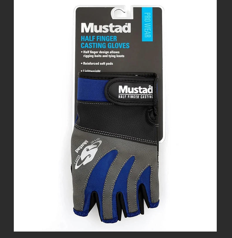 Mustad Fishing Gloves Men Lightweight Half-finger Sun Protection Double Sided Breathable Anti-slip Outdoor Pesca Fishing Gloves
