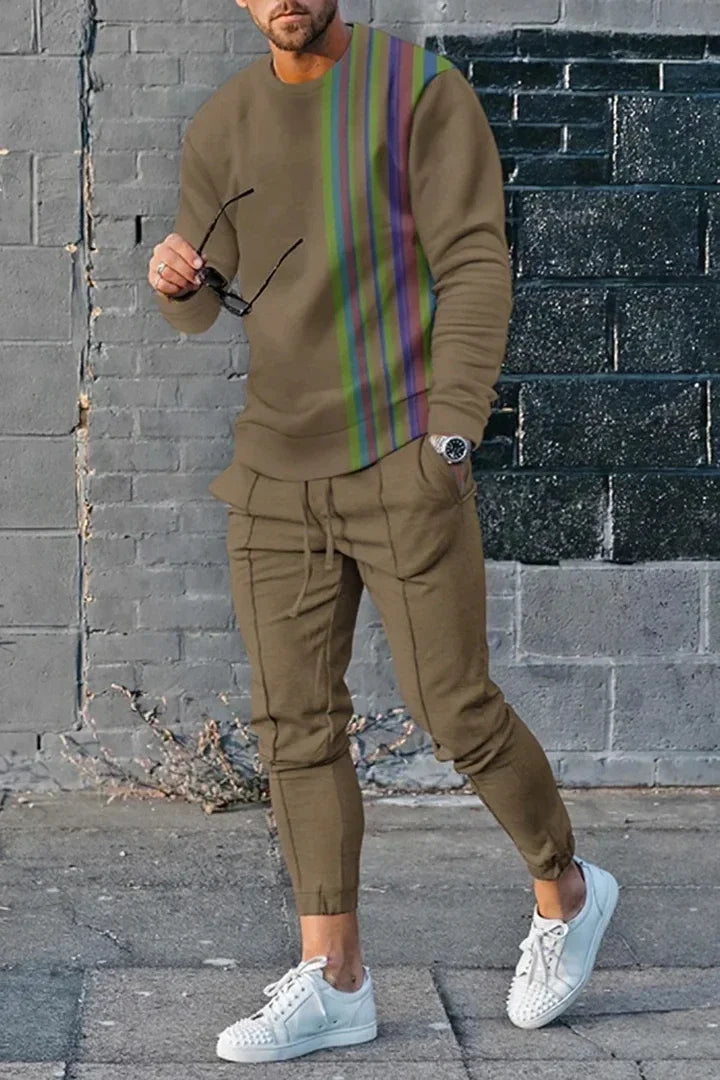 Men's Long Sleeve T-shirts and Pants Two Piece Color Geometry 3D Printed Men's Sets Casual Suit nike tech fleece