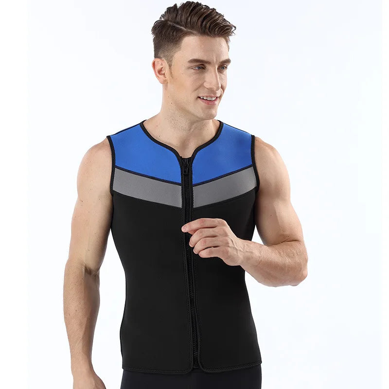 3MM Neoprene Wetsuit Vest Jacket Sleeveless Full Zipper Sunscreen Warm Wetsuits Top Mens for Cold Water Diving Surfing
