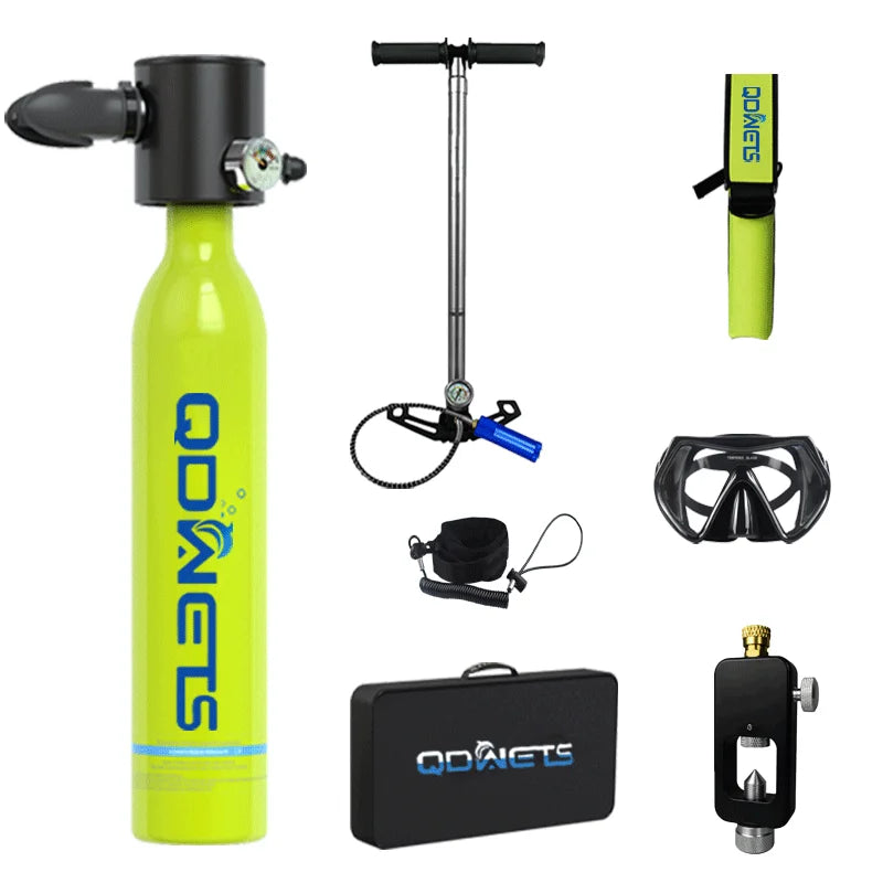 Mini Scuba Tank Diving Equipment 0.5L Outdoor Oxygen Scuba Diving Tank 5-10 Minutes Cylinder Snorkeling Set Hand Pump