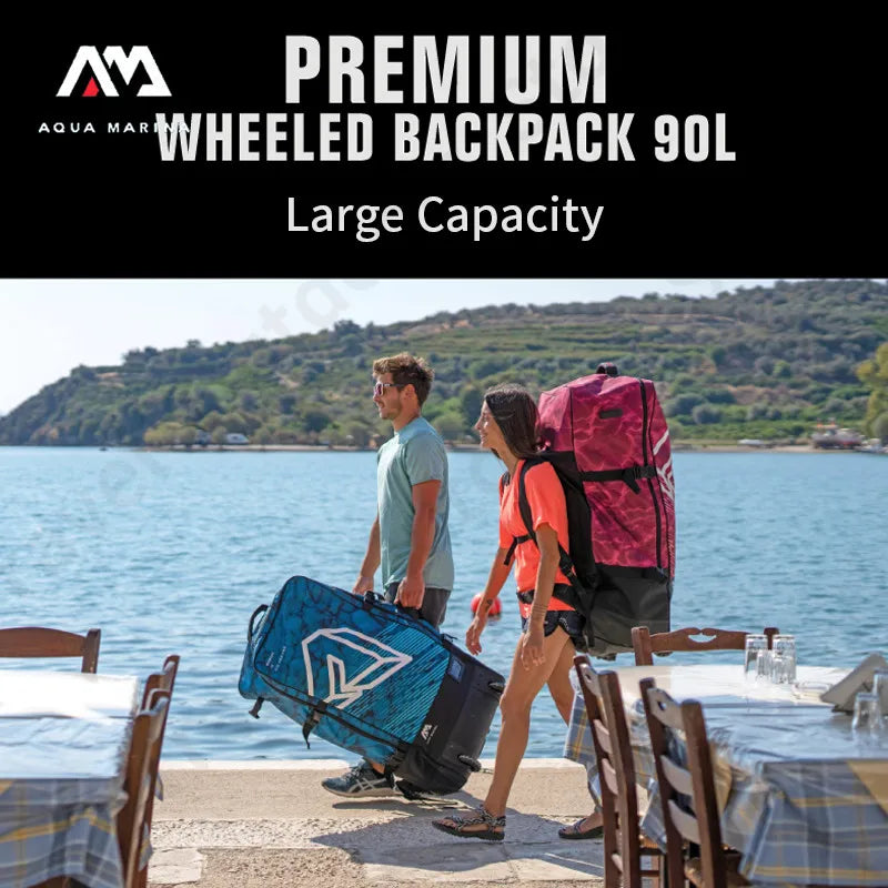 AQUA MARINA 90L Large Capacity Pulley Backpack Kayak Paddle Backpack Travel Bag 97x46x30cm Save Effort Suitcase Aquatic Sports