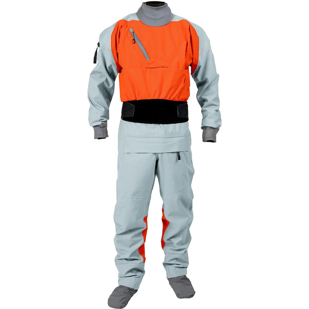 Men's 3-layer waterproof solid dry suit, safety dry suit, latex, white water expansion, boating, kayaking, fishing,