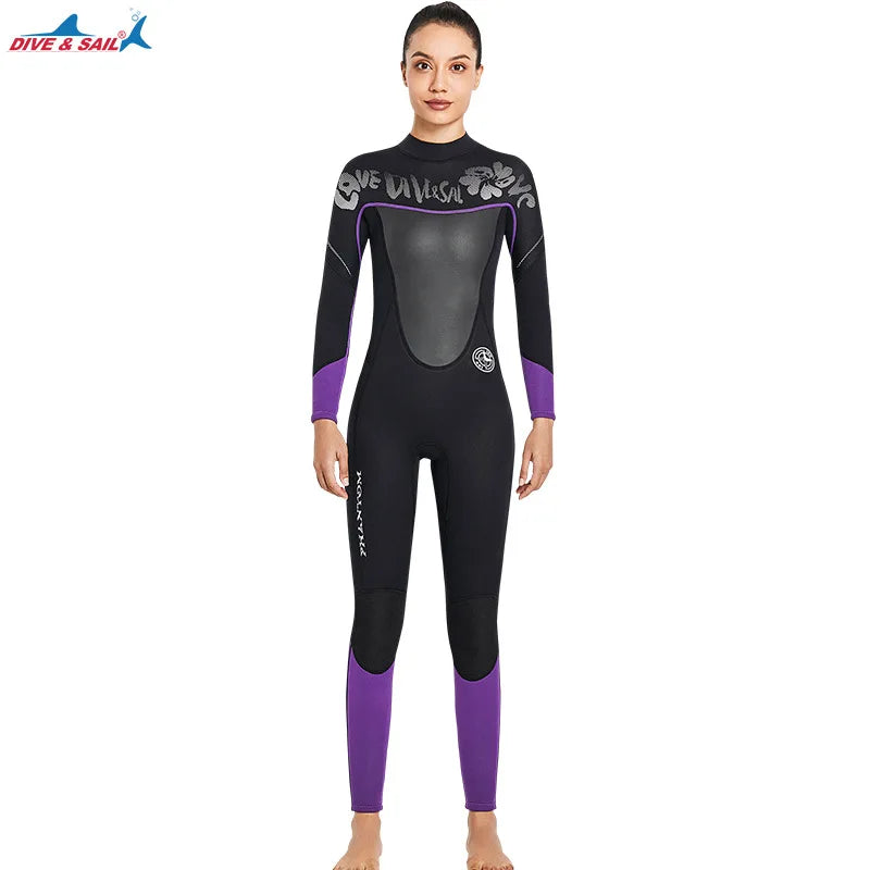 3MM Neoprene One-Piece Thick Warm Wetsuit Men Women Long Sleeved Cold-Proof Surfing Suit Snorkeling Swimming Jellyfish Suit
