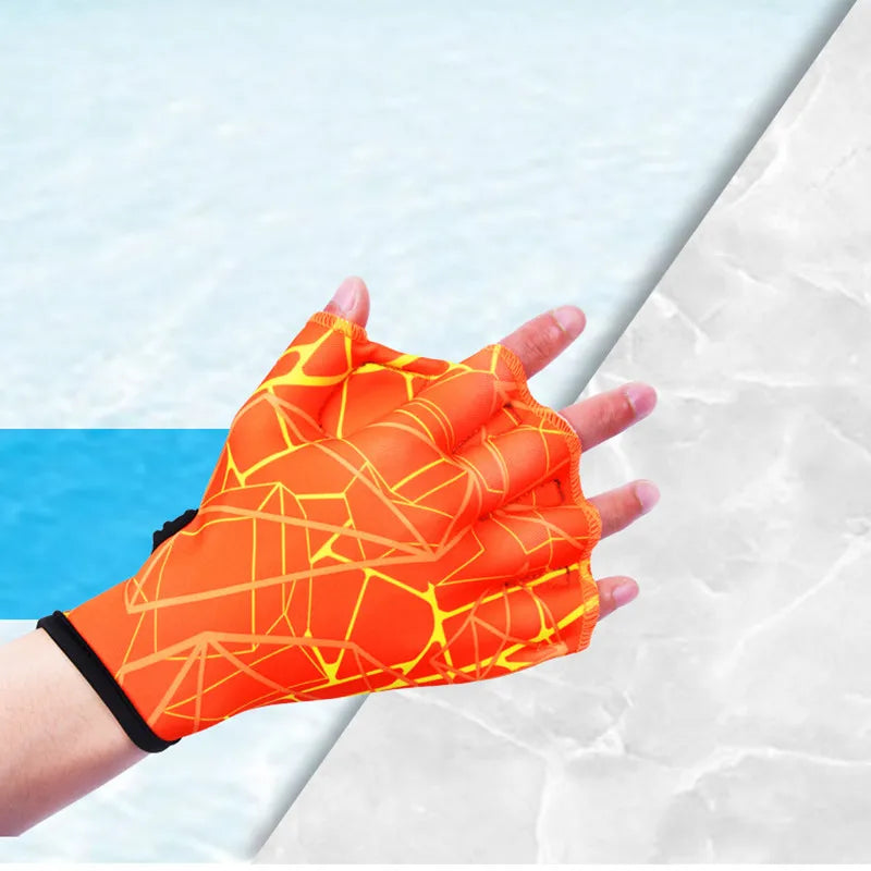 1 Pair Nylon Aquatic Swimming Gloves Water Training Hand Webbed Water Sports Gloves Unisex Snorkeling Surfing Swimming Glove