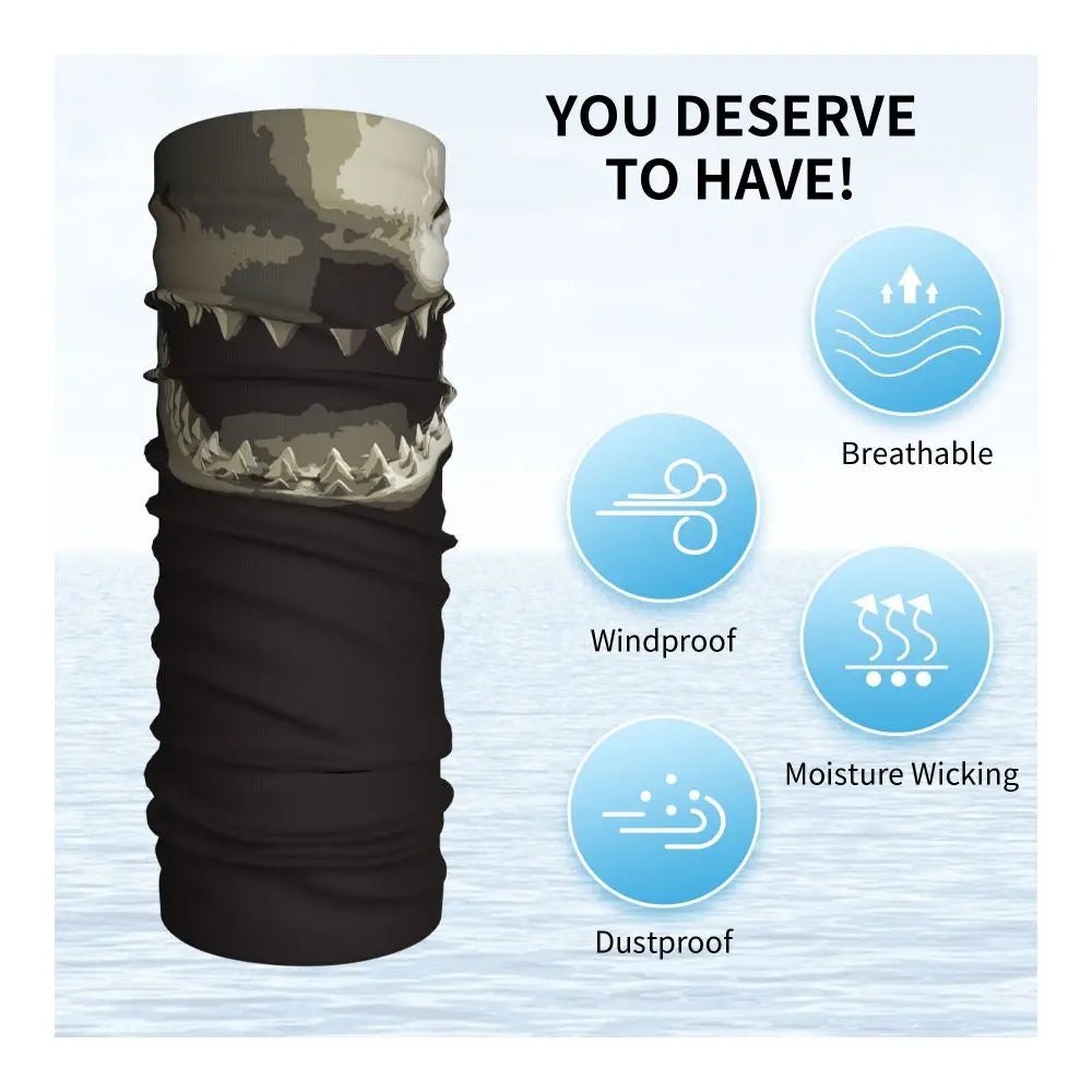 Shark Teeth9 Bandana Neck Gaiter Printed Face Scarf Multifunction Headband Outdoor Sports For Men Women Adult Breathable