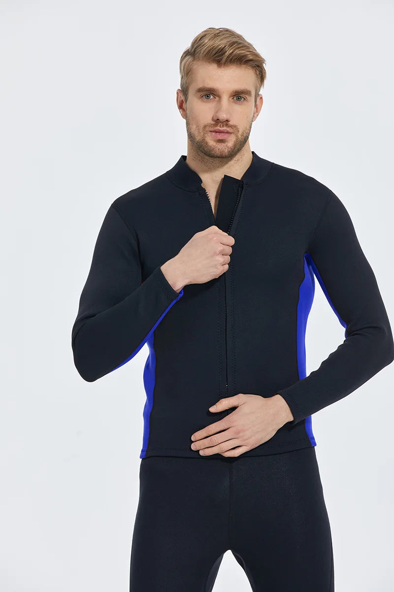 2MM Neoprene Diving Top Split Wetsuit Jacket Men's Water Sports Swimming Snorkeling Surfing Warm Wetsuit Top