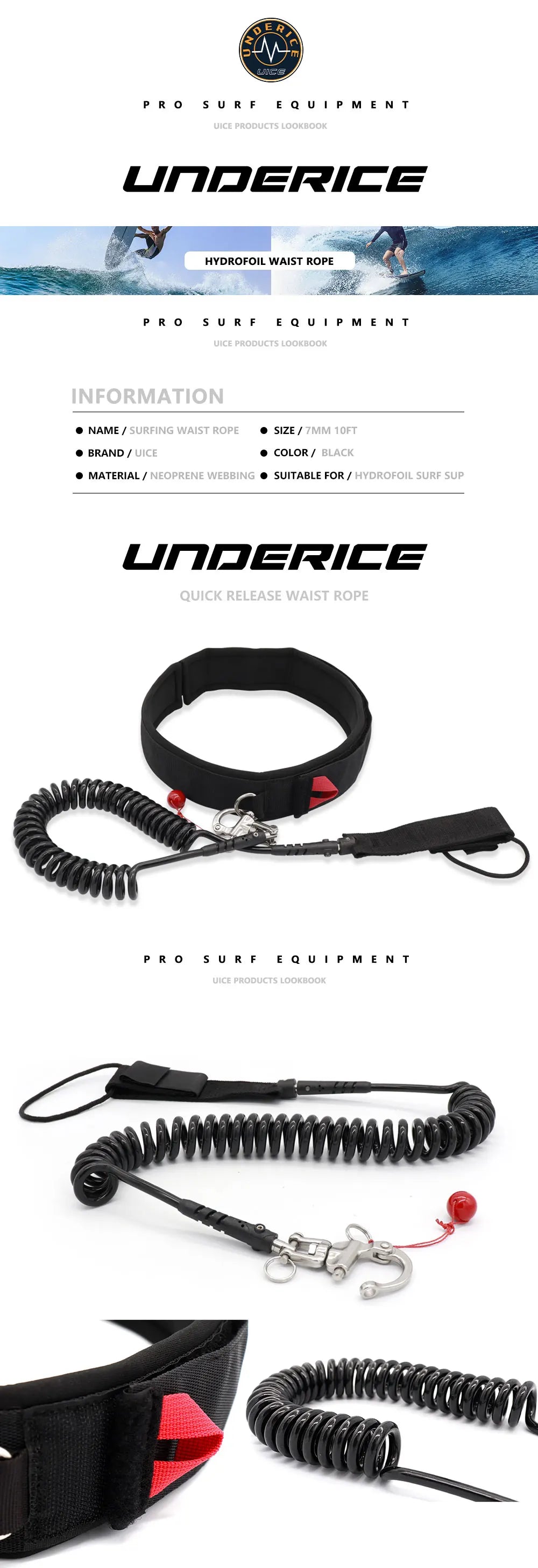 SUP Board Rope Release Waist Leash Surfboard Leash Adjustable Quick Release Waist Rope For Hydrofoil Surfboard Accessory