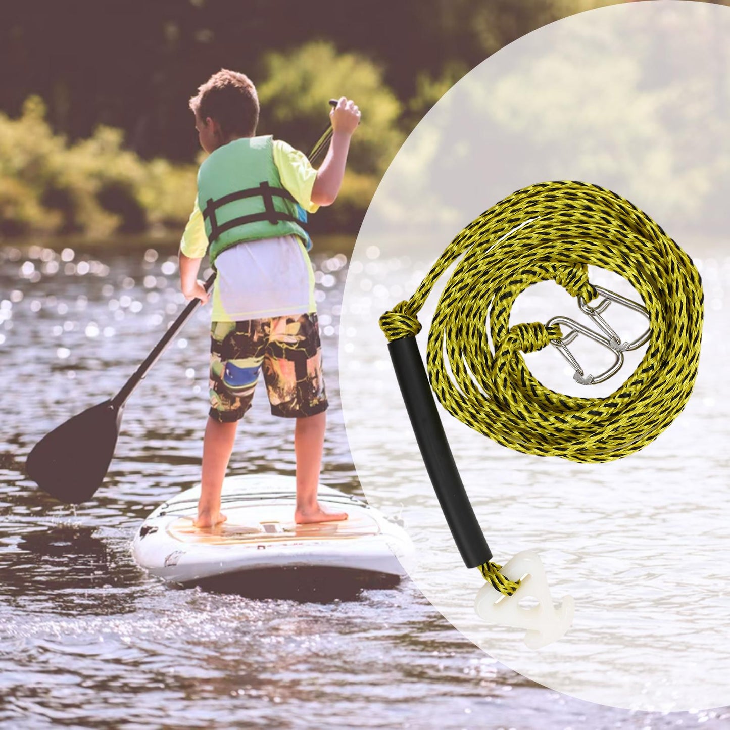 Boat Tow Harness Boating Steel Hook Watersports Rope 17ft Tubing Skiing Wake Boarding Pulling Rope Water Sport Lines Accessories