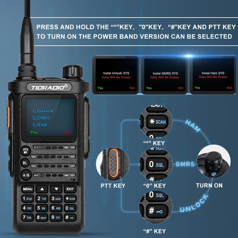 2PCS TIDRADIO 2nd Gen H8 Walkie Talkie Long Range Professional Radio Connection APP Wireless Programming Portable Radio GMRS