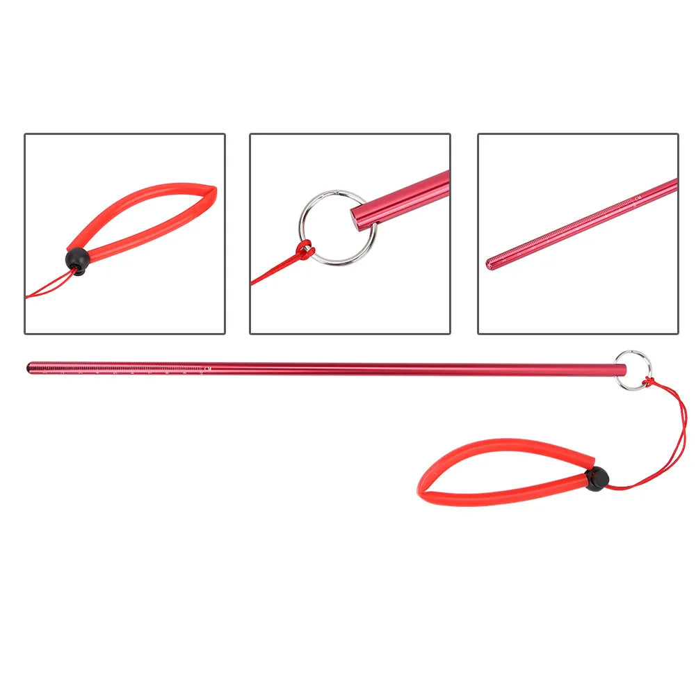 Aluminum Alloy Diving Rod Diving Rod Diving Stick Scuba Diving Aluminum Alloy Tickle Pointer Stick with Measurement & Lanyard