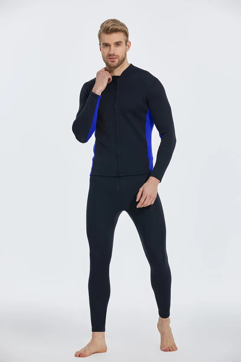 2MM Neoprene Diving Top Split Wetsuit Jacket Men's Water Sports Swimming Snorkeling Surfing Warm Wetsuit Top