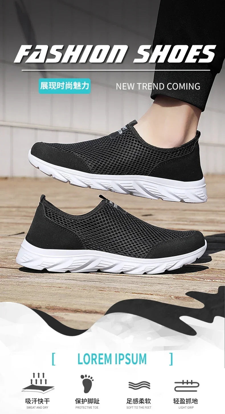 YRZL Sneakers Men Summer Casual Shoes Men Mesh Breathable Outdoor Non Slip Sports Shoes Slip on Loafers for Men Pius Size 38-46