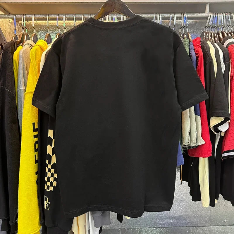 NewRHUDE Yacht Club Black Apricot White Rhude T Shirt Men Women Oversized Short Sleeve RHUDE Windsurf Print Tee Top gym