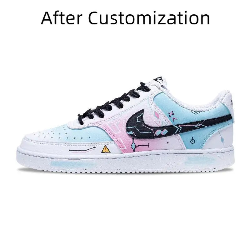 【Customize】Nike Court Vision 1 Skateboarding Shoes Men Low-top Pink/Black Sneakers shoes DH2987-101