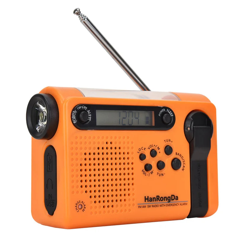 Weather Emergency Radio AM/FM/SW Portable Solar Hand Crank Radio 3 in 1 2000mAh Power Bank Phone Charger Flashlight for Camping