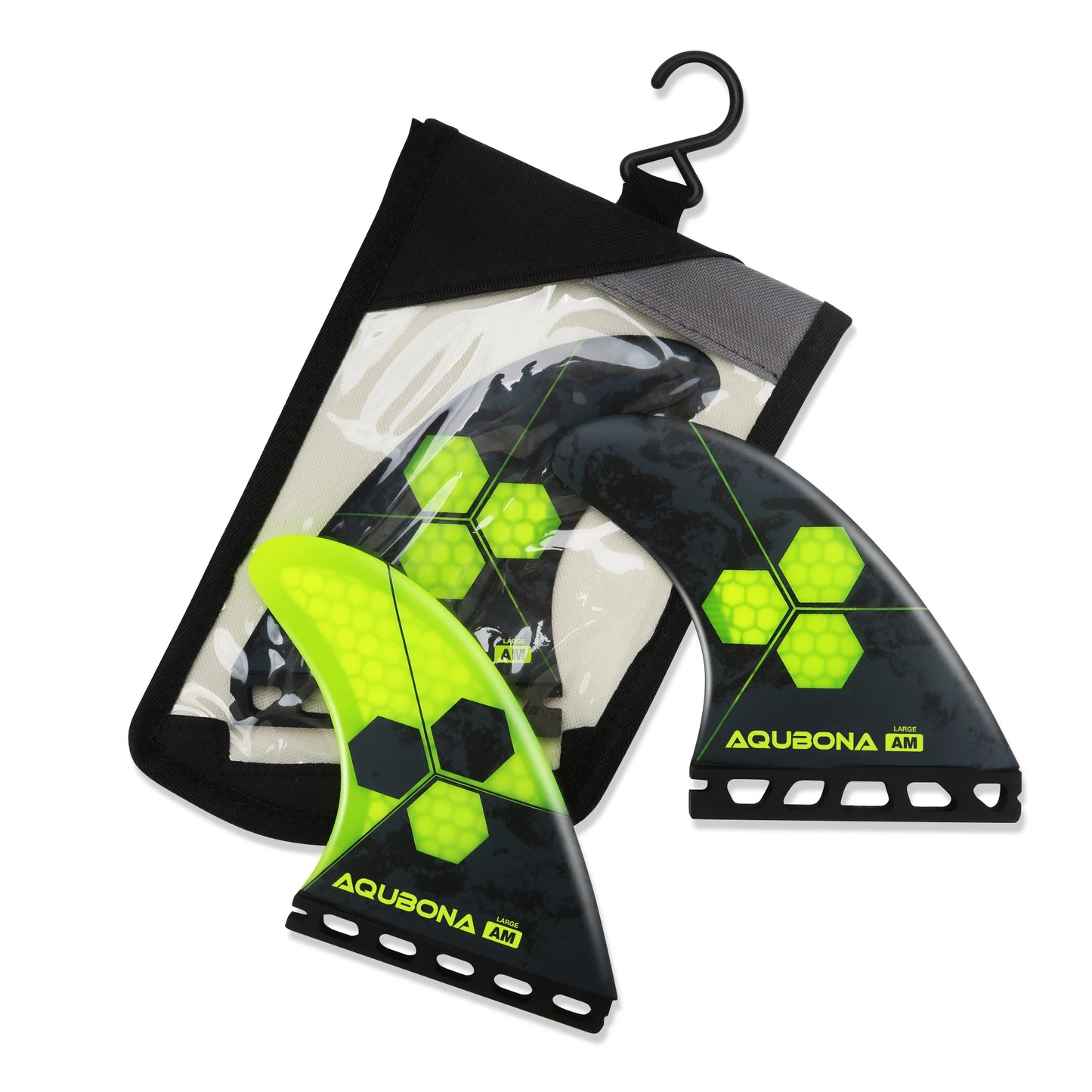 AQUBONASurfboard Fins Single Tab Honeycomb Fiberglass Surf Accessories with Bag Key Screws