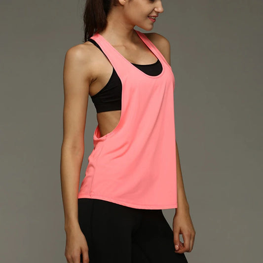 Women Sleeveless Racerback Yoga Shirts Sport Singlet Athletic Fitness Sport Tank Tops Workout Gym Running Training Pilates Vest