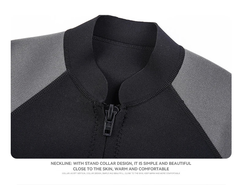 2mm Neoprene Men's Diving Jacket Warm Cold-proof Sunscreen Long-sleeved Split Swimming Surfing Deep Snorkeling Wetsuit Top
