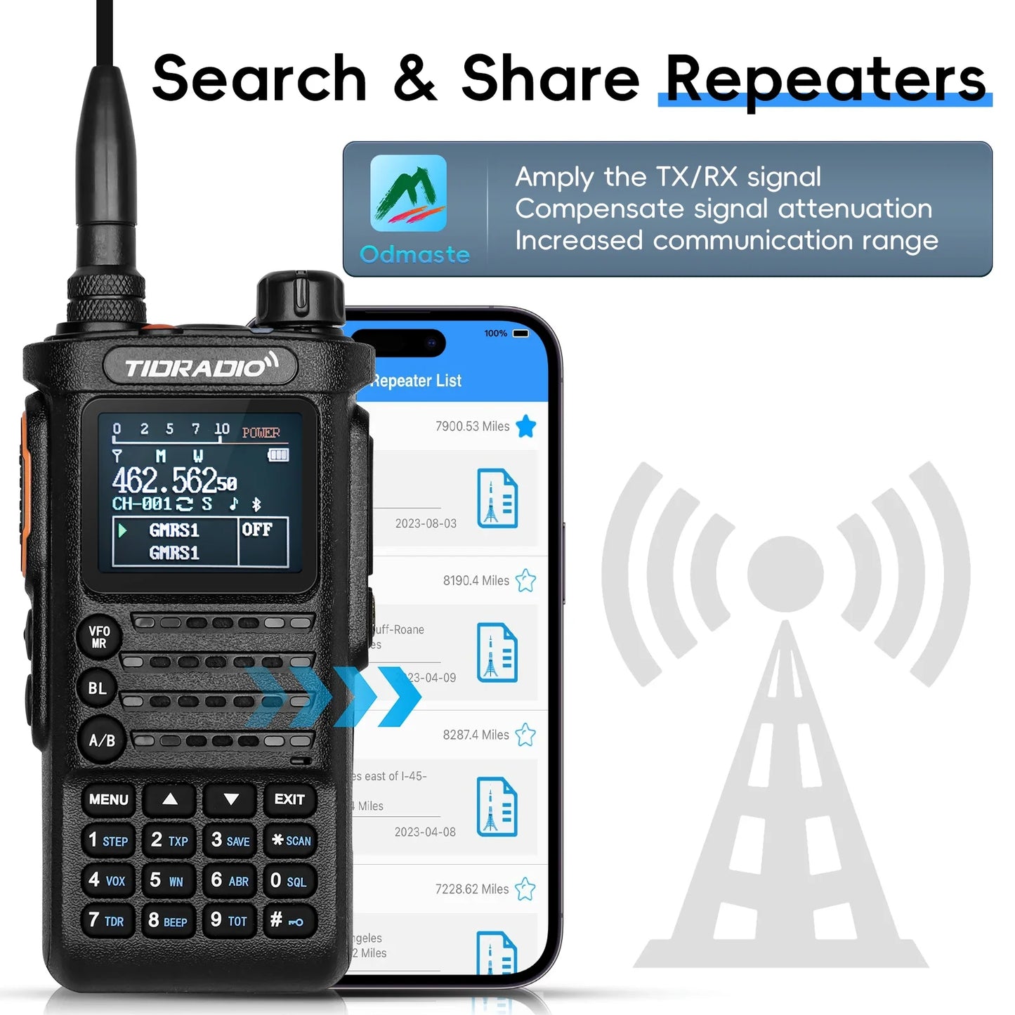 2PCS TIDRADIO 2nd Gen H8 Walkie Talkie Long Range Professional Radio Connection APP Wireless Programming Portable Radio GMRS