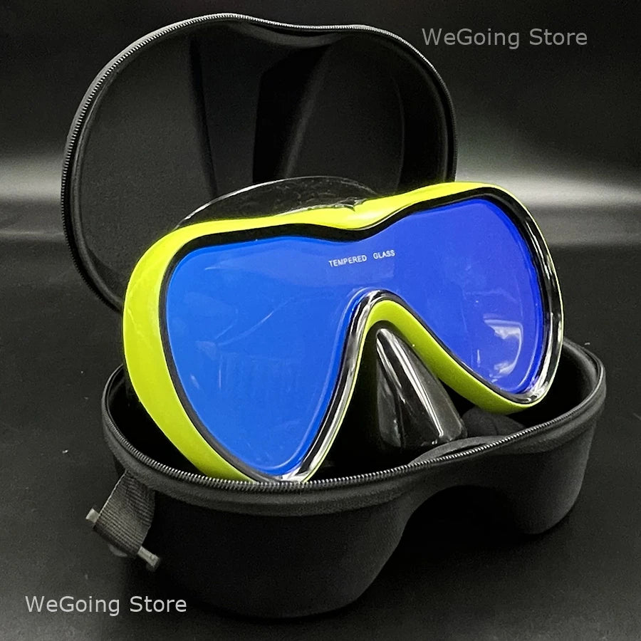 Dropshiping Adult Tempered Glass Tinct Scuba Diving Goggles Soft Silicone Swimming Mask Pack In Black Zipper Case