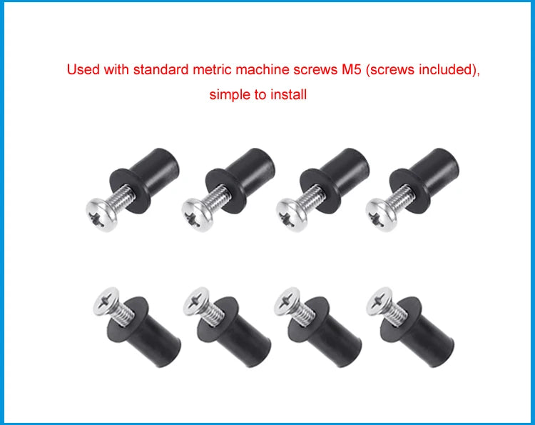 M5 Rubber Well Nuts with Screw, Blind Fastener, Motorcycle Windscreen Rivet, Kayak, Canoe, Boat, Marine Dinghy Accessories