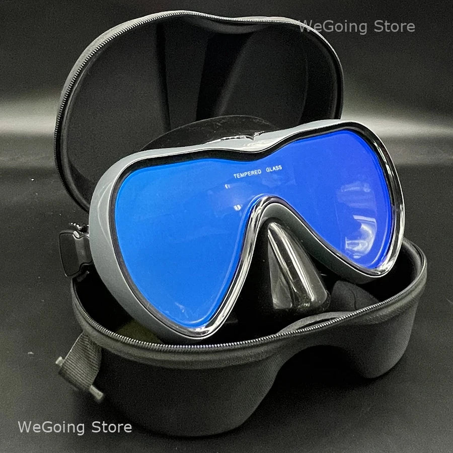 Dropshiping Adult Tempered Glass Tinct Scuba Diving Goggles Soft Silicone Swimming Mask Pack In Black Zipper Case