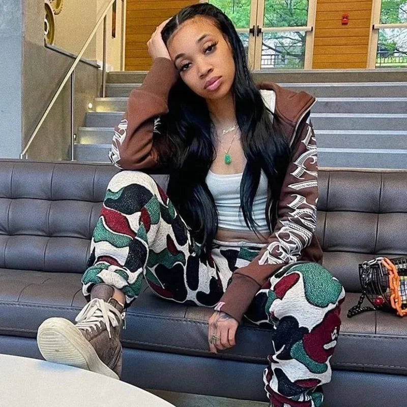 New 2024 Winter Letter Printed Zip Up Hoodie Streetwear Women Cyber Y2k Jackets Cardigan Gothic Punk Clothes Sweatshirts