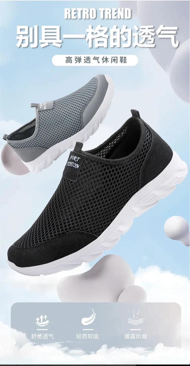 YRZL Sneakers Men Summer Casual Shoes Men Mesh Breathable Outdoor Non Slip Sports Shoes Slip on Loafers for Men Pius Size 38-46