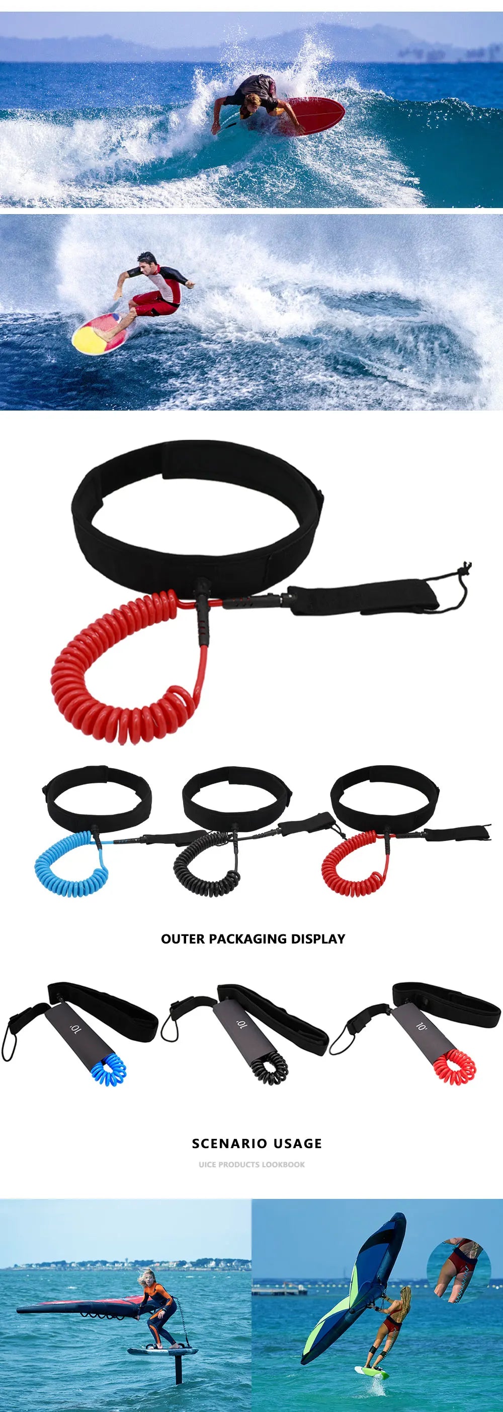 SUP Board Electric Surf Board Hydrofoil Surfboard Waist Rope Surf Leash 10FT For Water Sports Hydrofoil Surf Board Waist Rope