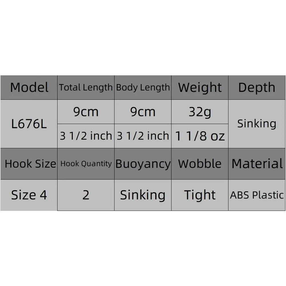 wLure Lipless Crankbait Fishing Lure 9cm 32g Heavy Saltwater Sea Fishing Wide Profile Tight Wiggle Action Long Casting L676L