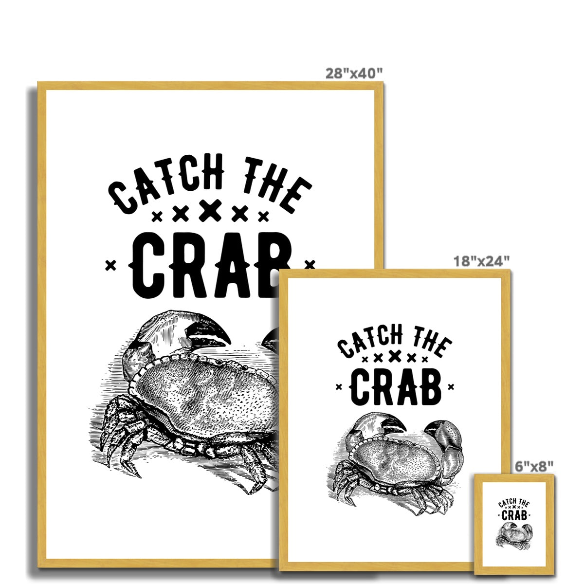 AQUA B&W - 07 - Catch the crab - Antique Framed & Mounted Print