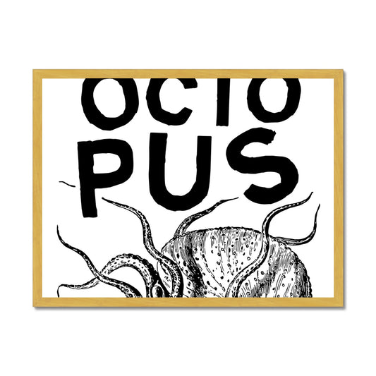 AQUA B&W - 03 - Octopus - Antique Framed Print