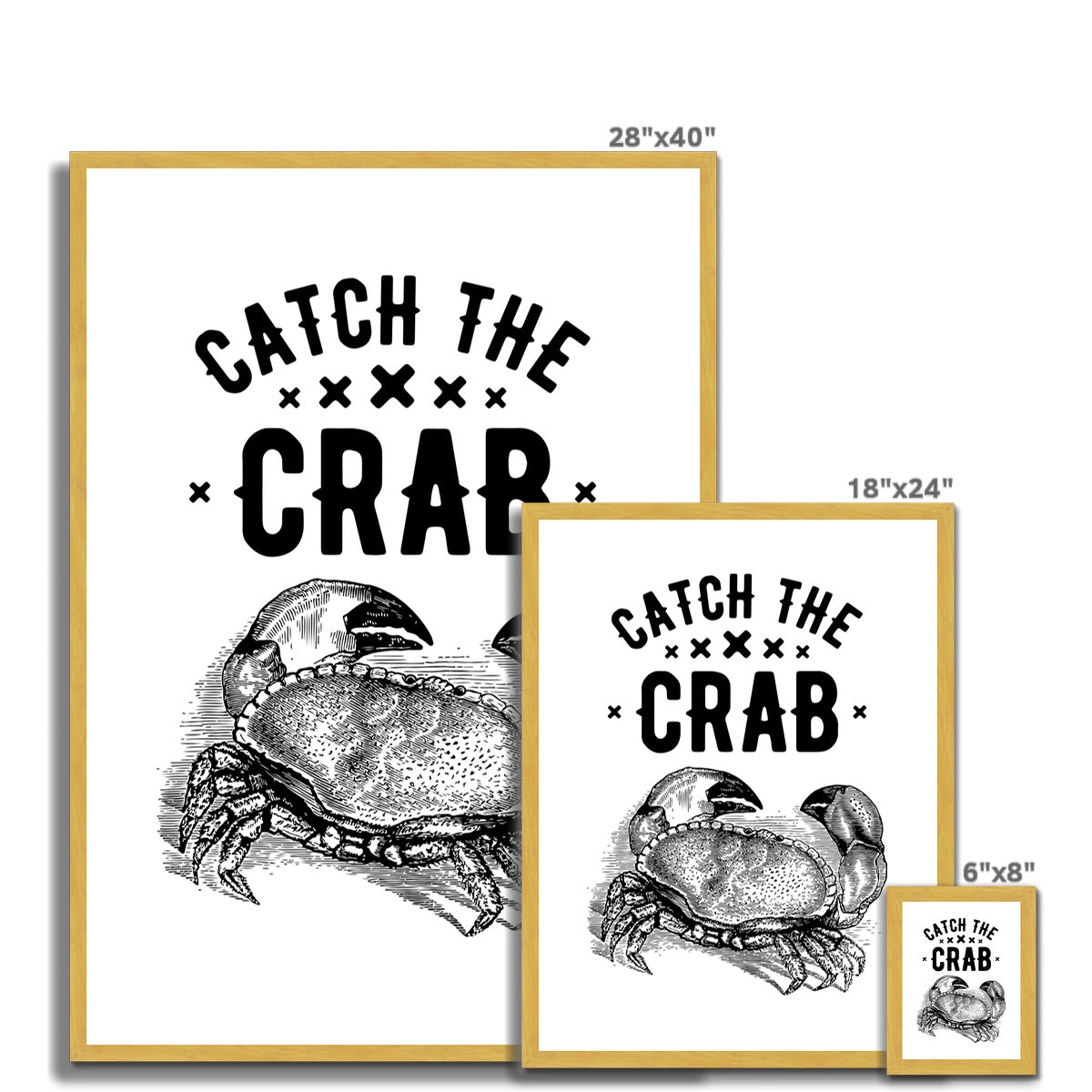 AQUA B&W - 07 - Catch the crab - Antique Framed Print