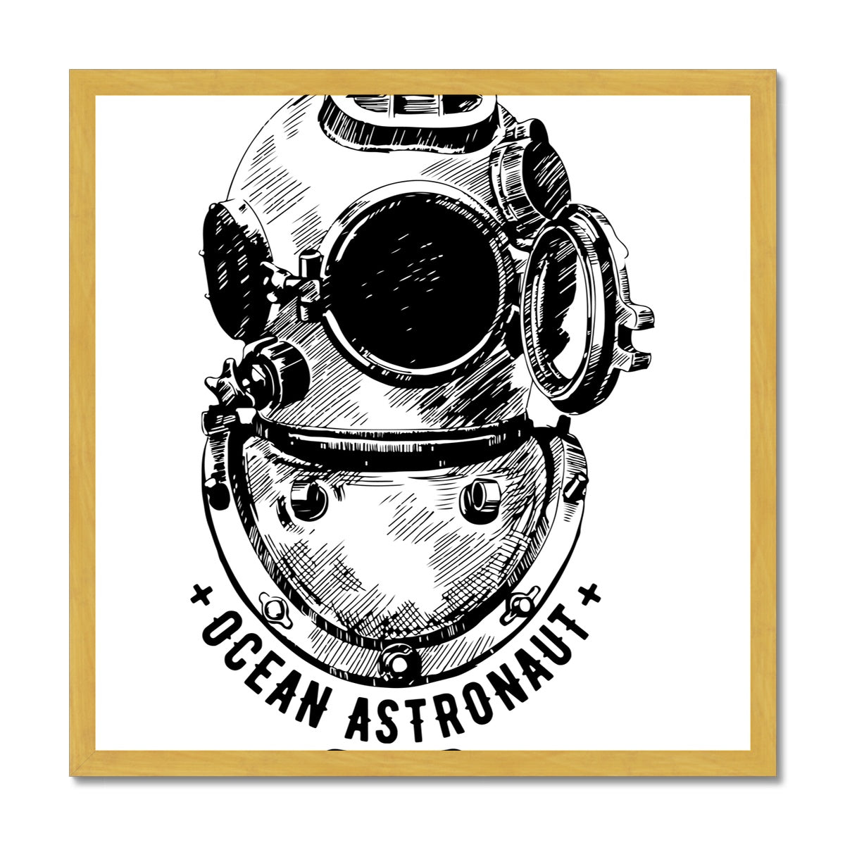 AQUA B&W - 05 - Astronauta do oceano - Impressão emoldurada antiga