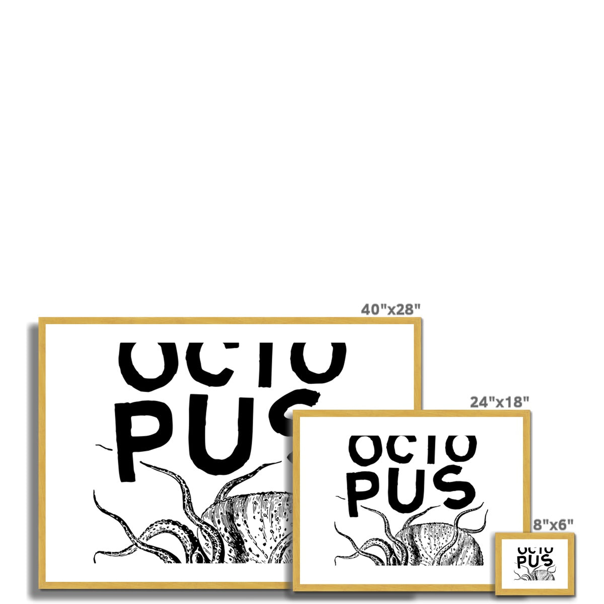 AQUA B&W - 03 - Polvo - Impressão antiga emoldurada e montada