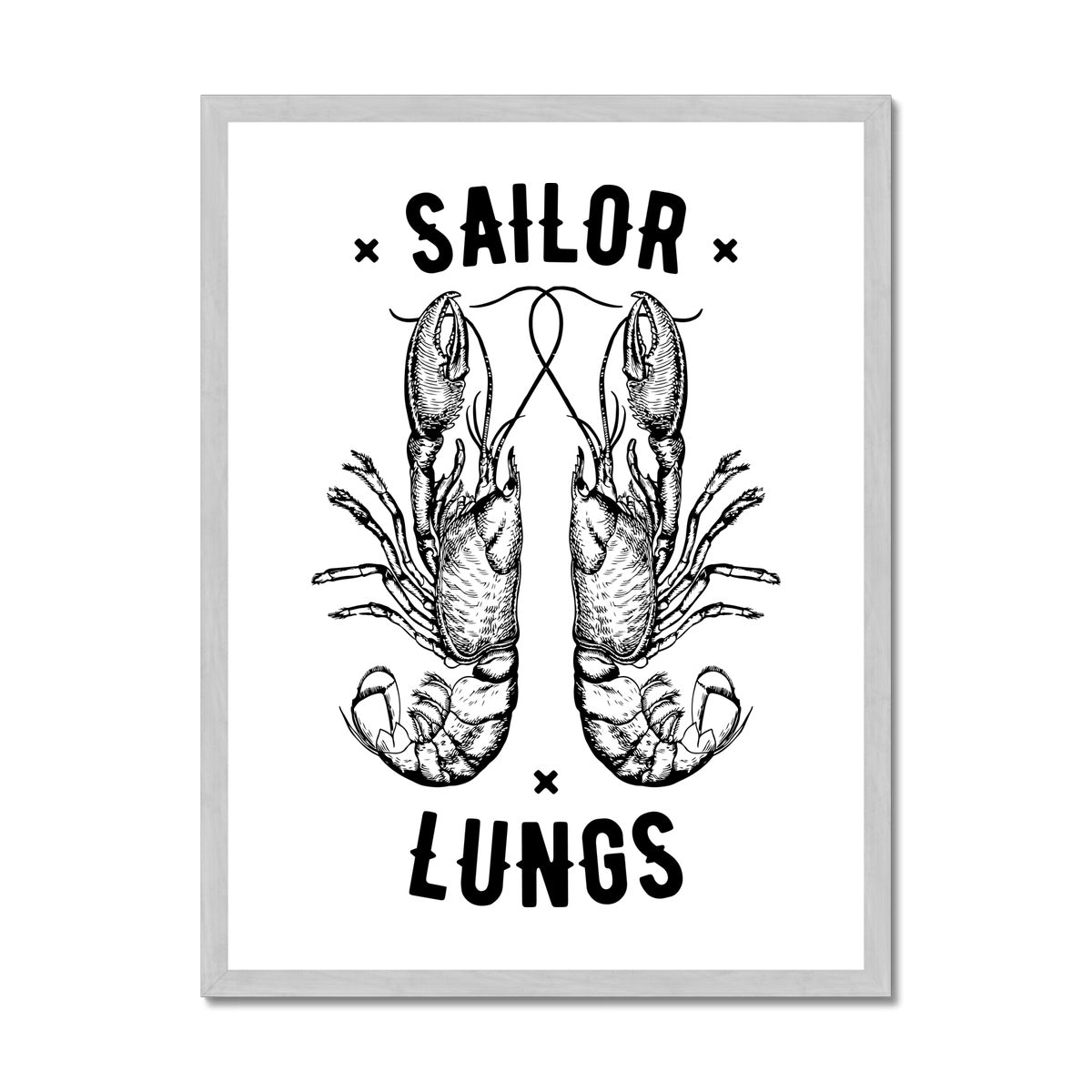 AQUA B&W - 06 - Sailing Lungs - Antique Framed Print