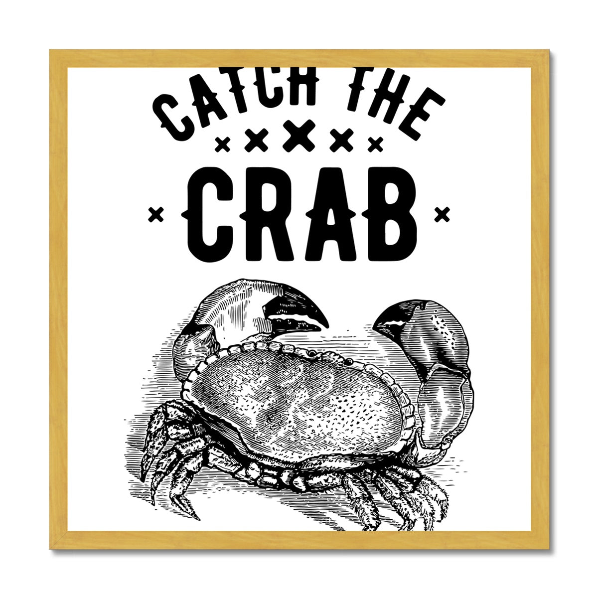 AQUA B&W - 07 - Catch the crab - Antique Framed Print