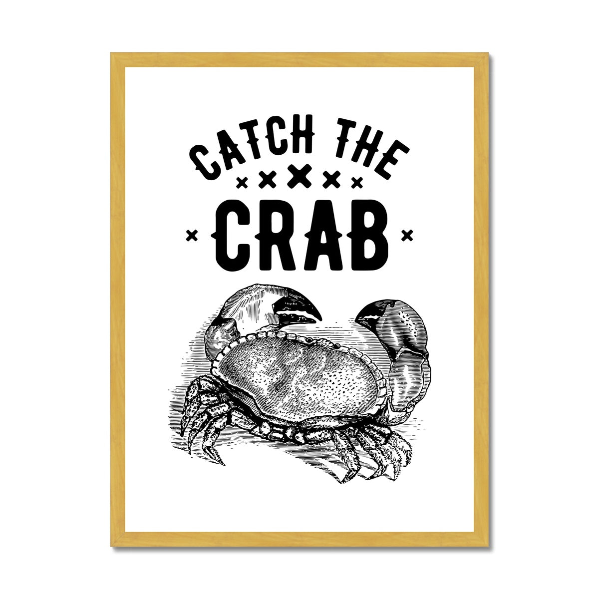 AQUA B&W - 07 - Catch the crab - Antique Framed Print