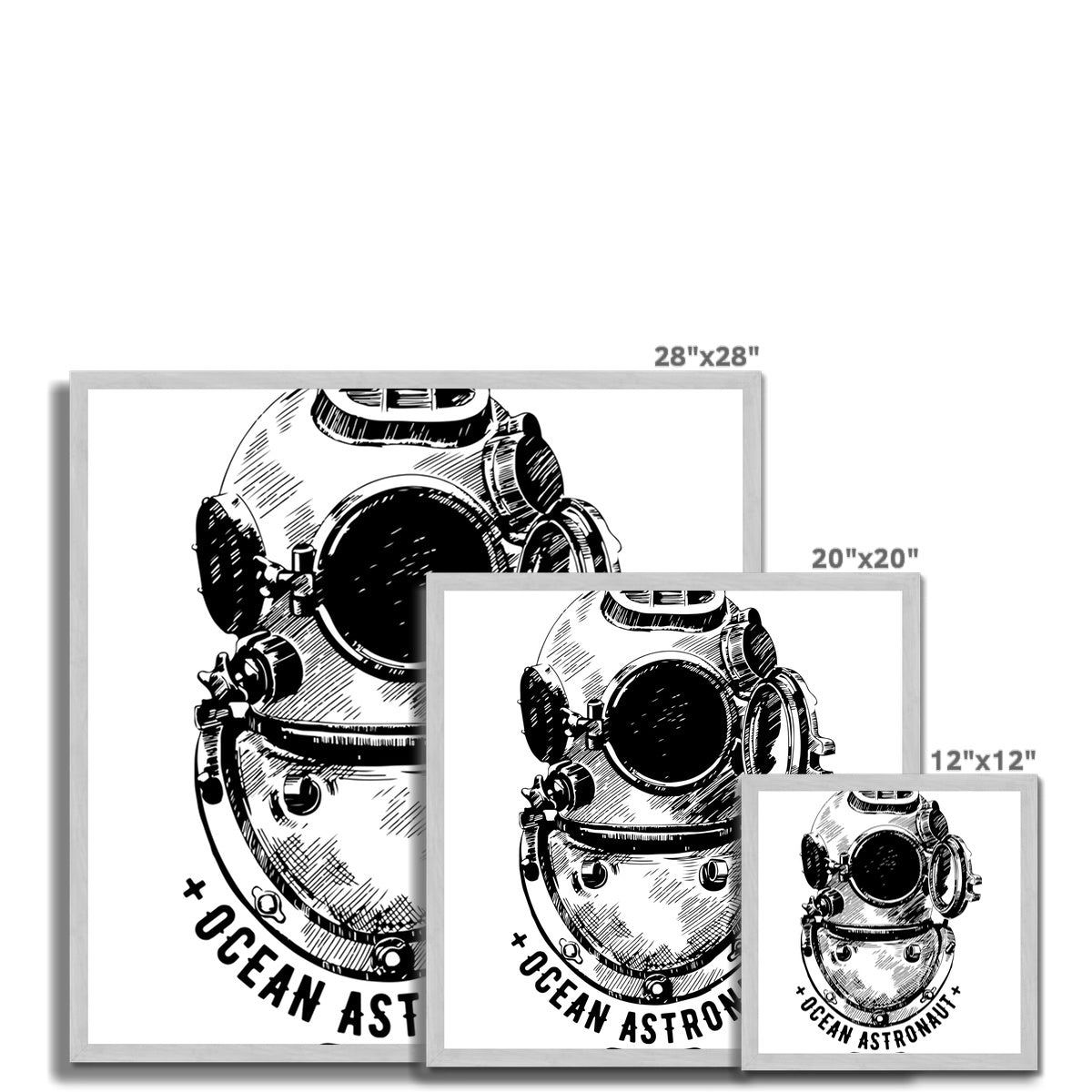 AQUA B&W - 05 - Astronauta do oceano - Impressão emoldurada antiga