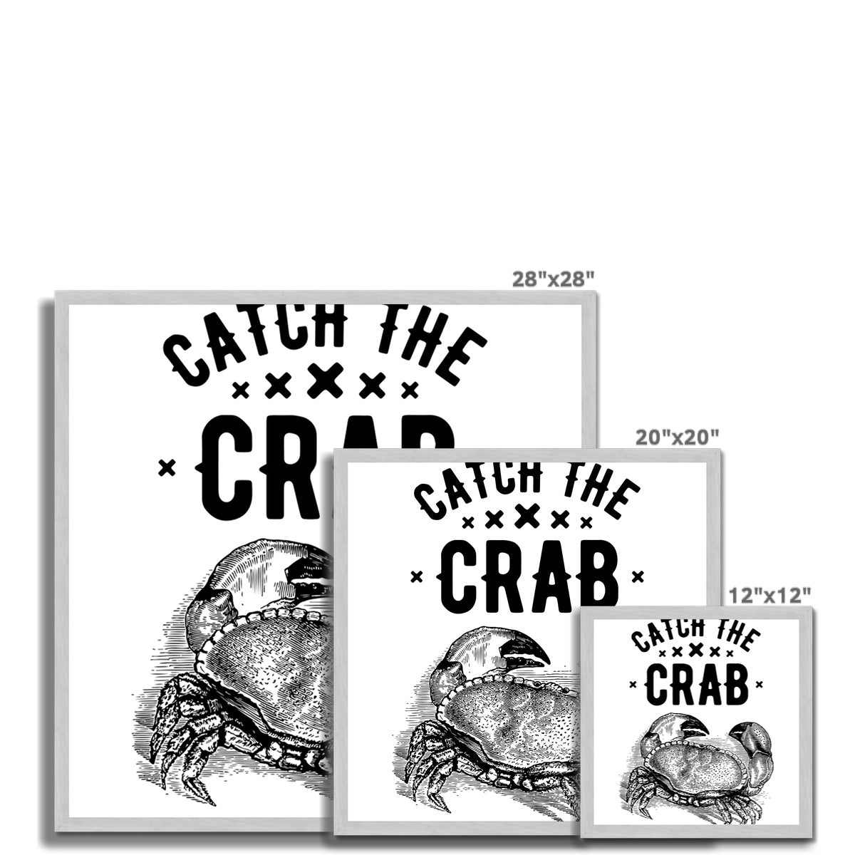 AQUA B&W - 07 - Catch the crab - Antique Framed Print
