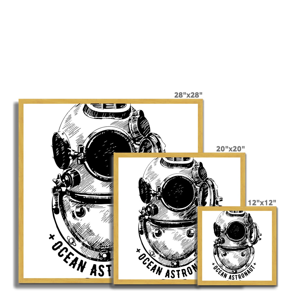 AQUA B&W - 05 - Astronauta do oceano - Impressão emoldurada antiga