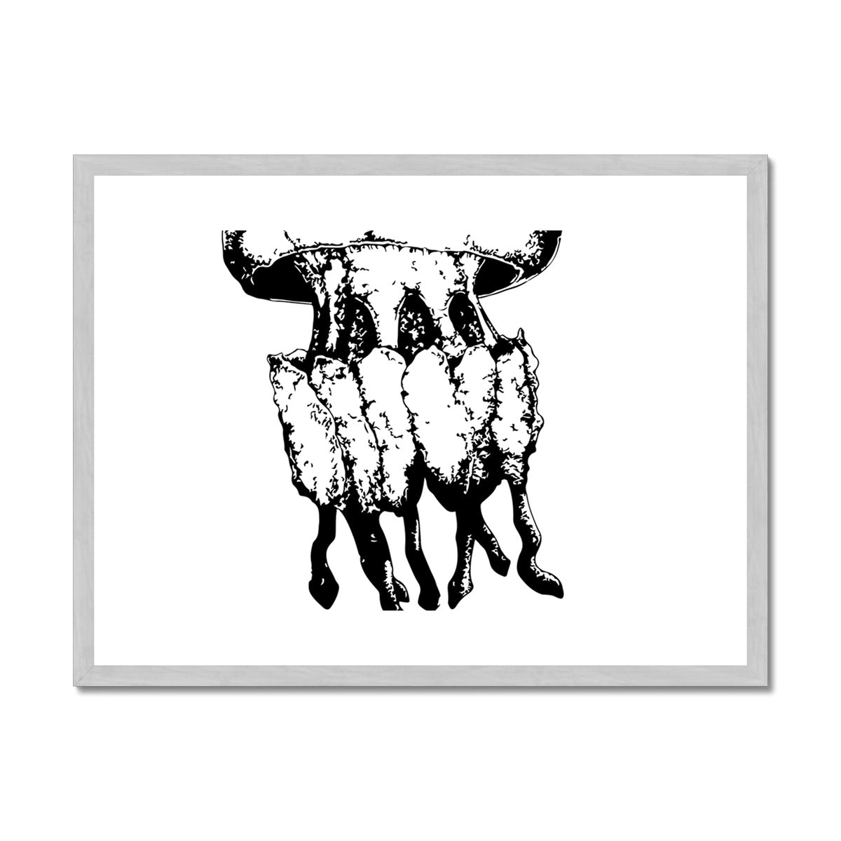 AQUA B&W - 02 - Água-viva - Impressão antiga emoldurada e montada
