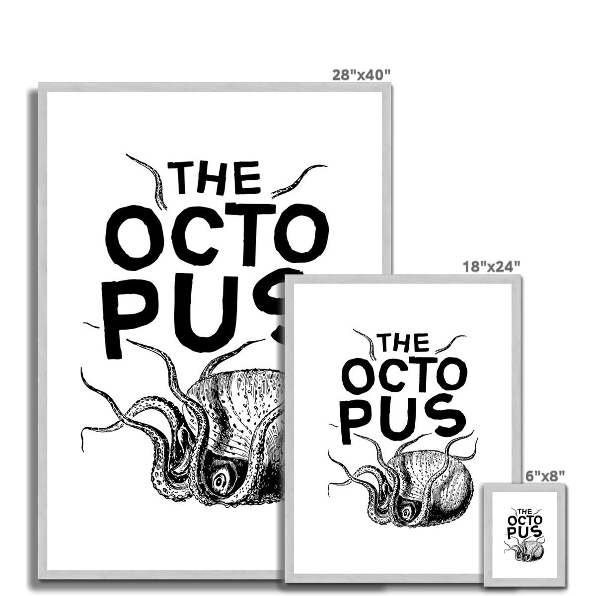 AQUA B&W - 03 - Polvo - Impressão antiga emoldurada e montada