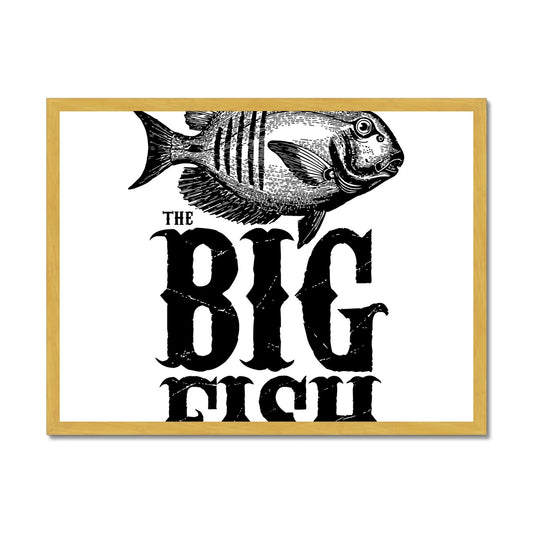 AQUA B&W - 01 -Big Fish - Antique Framed Print