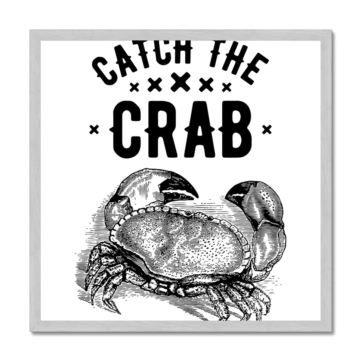 AQUA B&W - 07 - Catch the crab - Antique Framed Print