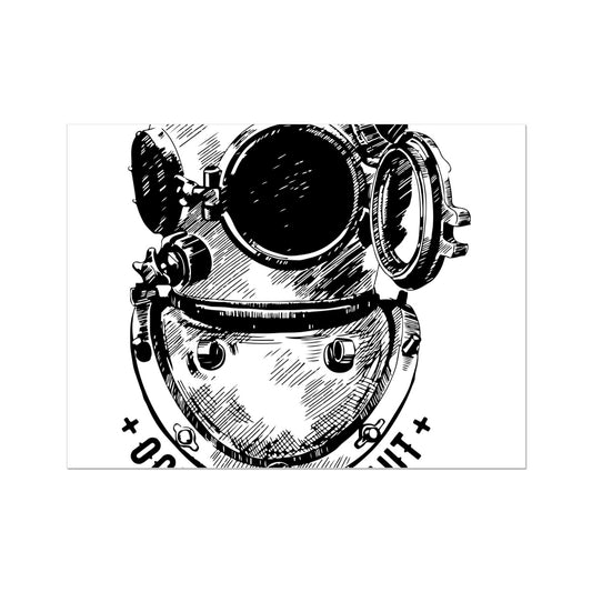 AQUA B&W - 05 - Astronauta do oceano - Pôster de arte de parede