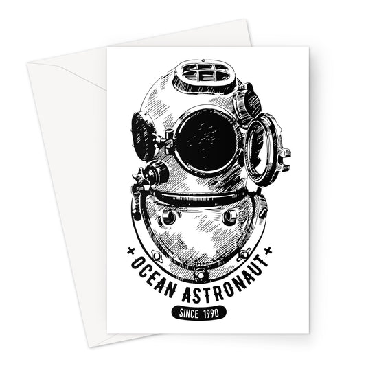 AQUA B&W - 05 - Ocean astronaut - Greeting Card