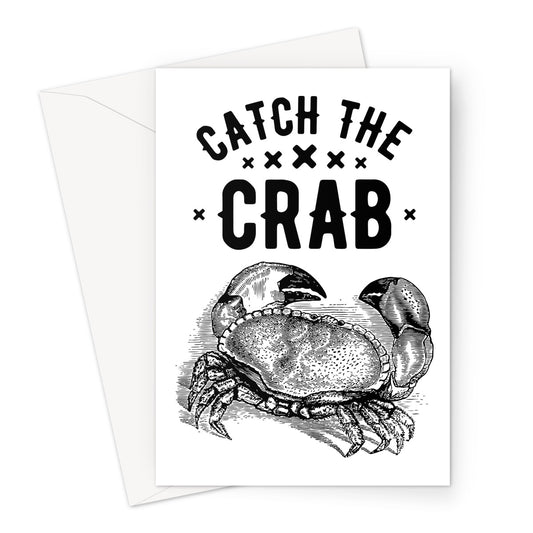 AQUA B&W - 07 - Catch the crab - Greeting Card